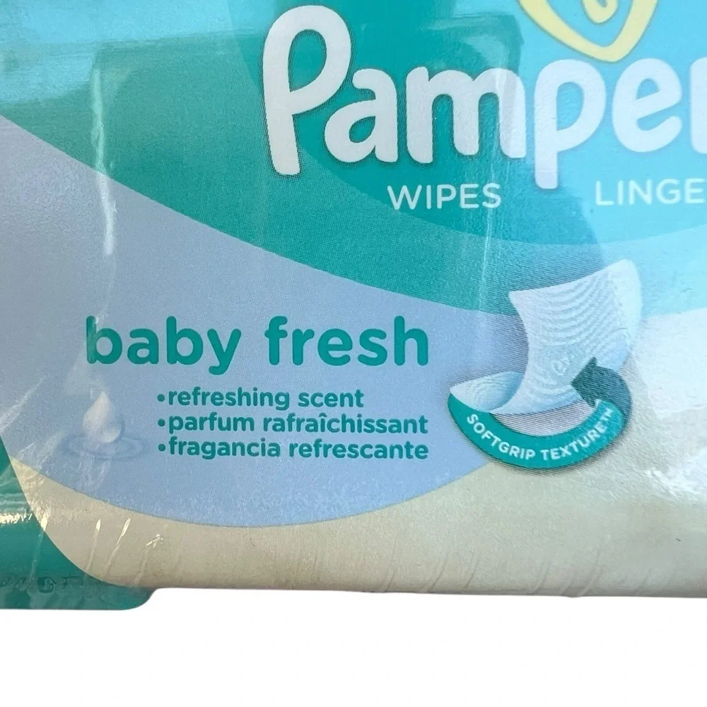 Pampers Baby Fresh NOS Sealed Hard Case Baby Wipes Flip Lid 72 Count 2013 HTF